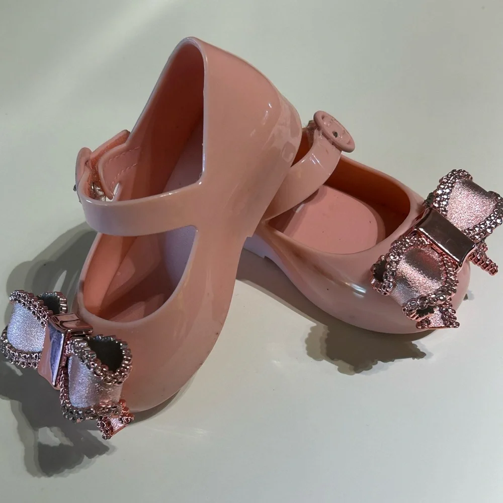 Mini Melissa Sweet Love | Sparkly Pink Dress Shoes with Bow | toddler 5